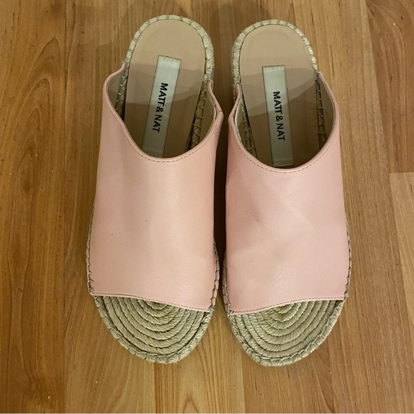 Matt & Nat slip on pink vegan leather espadrille wedge sandals size 38 - Picture 4 of 8